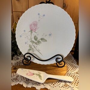 Floral Rose Design Plate and Server Set